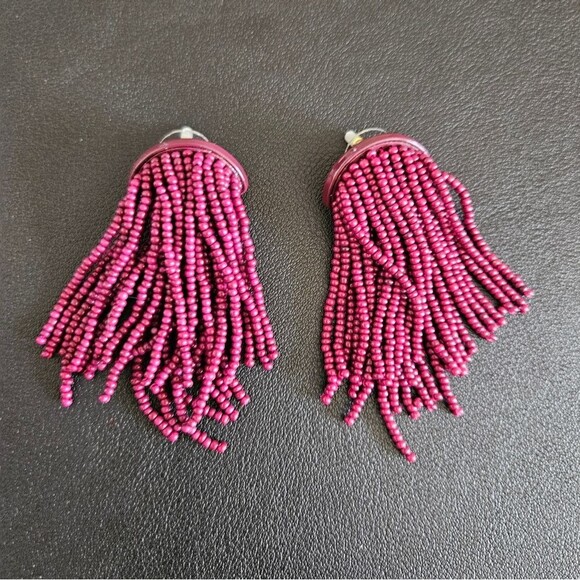 SugarFix by Baublebar Boho Beaded Tassle Earrings in Plum NEW - Picture 2 of 5